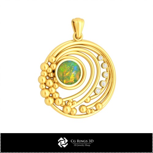 3D-Anhänger mit Opal, Schmuck-3D-CAD, Anhänger-3D-CAD, 3D-Diamantanhänger, 3D-Kugelanhänger, 3D-Opalanhänger