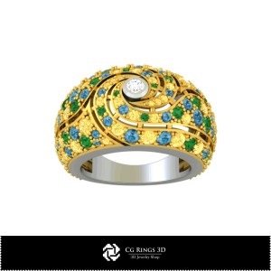 Anillos con piedras preciosas 3D CAD para el hogar, Anillos con piedras preciosas 3D, Joyería 3D CAD, Anillos 3D CAD, Anillos 2