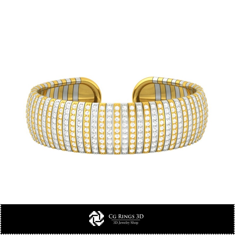 Brățară 3D CAD cu diamante Acasă, Bijuterii 3D CAD, Brățări 3D CAD, Brățări cu diamante 3D, Brățară tip manșetă 3D