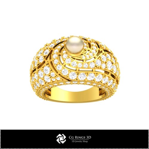 Anillos con piedras preciosas 3D CAD y perla para el hogar, anillos con piedras preciosas 3D, joyería 3D CAD, anillos 3D CAD,