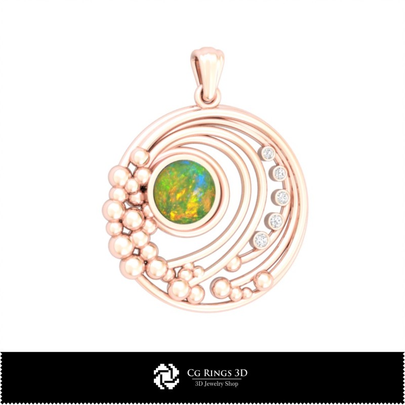Pandantiv 3D cu opal pentru casă, bijuterii CAD 3D, pandantive CAD 3D, pandantive cu diamante 3D, pandantive sferice 3D,