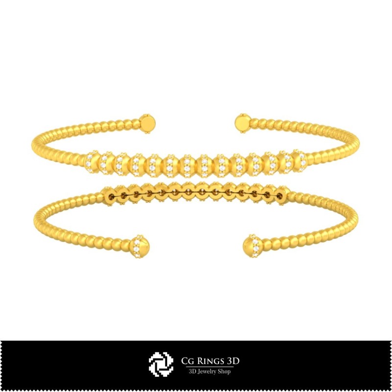 Bracelet 3D CAO avec diamants, Bijoux CAO 3D, Bracelets CAO 3D, Bracelet manchette 3D
