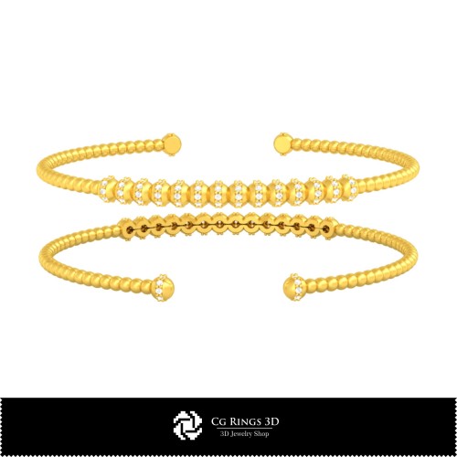 Pulsera 3D CAD con diamantes Home, Joyería 3D CAD, Pulseras 3D CAD, Pulsera rígida 3D (Cuff)