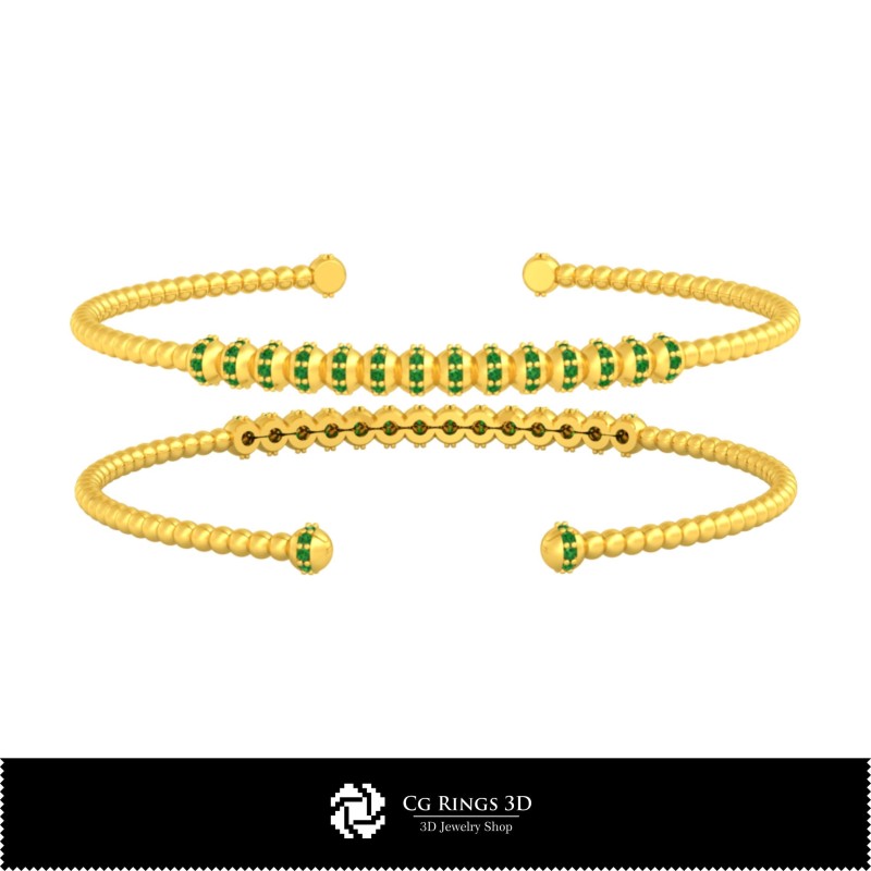 Bracelet 3D CAO avec diamants, Bijoux CAO 3D, Bracelets CAO 3D, Bracelet manchette 3D