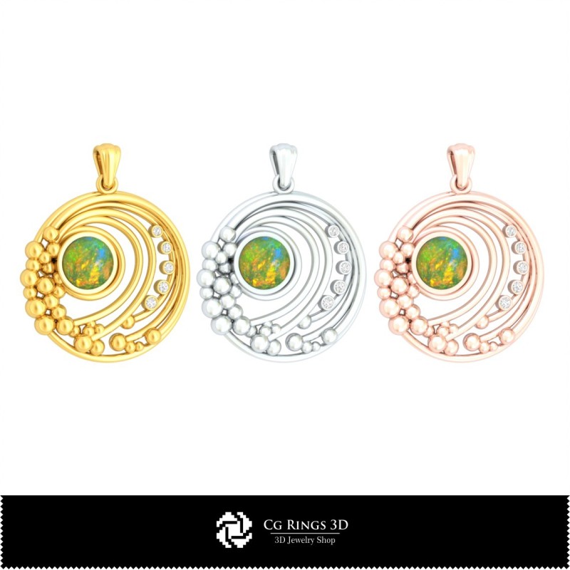 Pendentif 3D avec opale, Bijoux 3D CAO, Pendentifs 3D CAO, Pendentifs diamant 3D, Pendentifs boule 3D, Pendentifs opale 3D