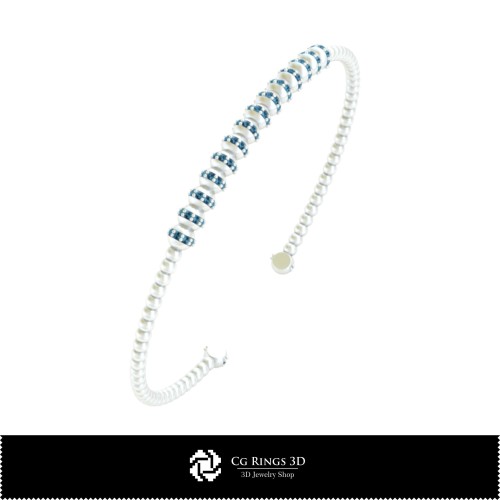 3D-CAD-Armband mit Diamanten, Schmuck 3D-CAD, Armbänder 3D-CAD, 3D-Manschettenarmband