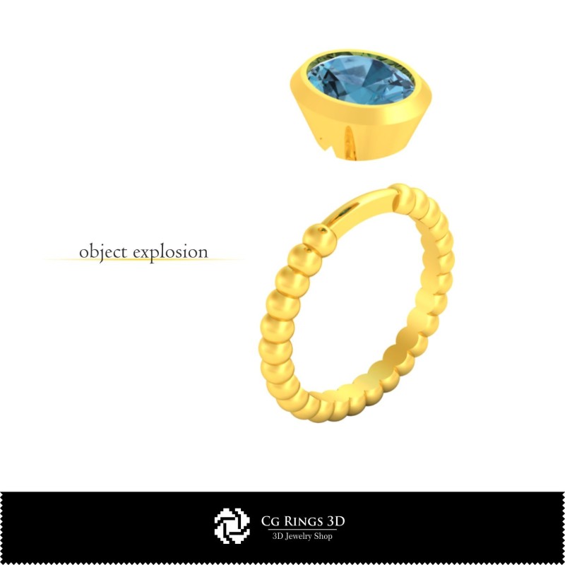 Anello a sfera 3D CAD Casa, Gioielli 3D CAD, Anelli 3D CAD, Anelli con diamante 3D