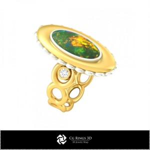 3D-Ring mit Opal Zuhause, Schmuck 3D-CAD, Ringe 3D-CAD, Diamantringe 3D, Modeschmuckringe 3D, Opalringe 3D 2