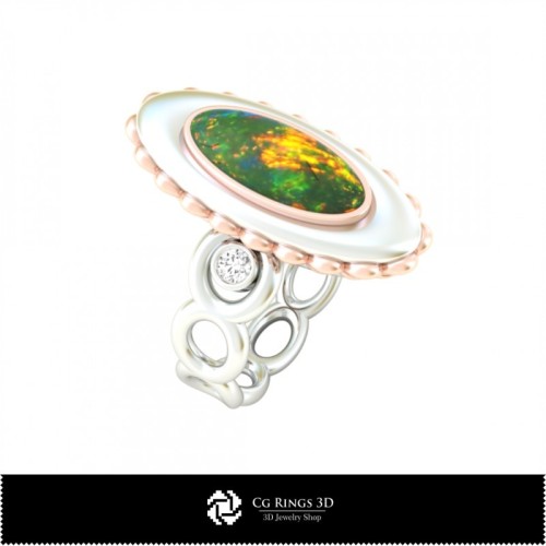 Inel 3D cu opal acasă, bijuterii CAD 3D, inele CAD 3D, inele cu diamante 3D, inele de modă 3D, inele cu opal 3D