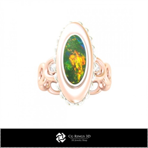Inel 3D cu opal acasă, bijuterii CAD 3D, inele CAD 3D, inele cu diamante 3D, inele de modă 3D, inele cu opal 3D