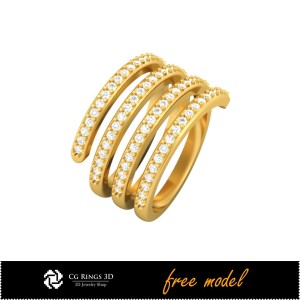 3D-Edelsteinringe - Kostenloses 3D-Modell, Kostbare Edelsteinringe 3D, Schmuck 3D-CAD, Kostenlose 3D-Schmuckmodelle, Ringe