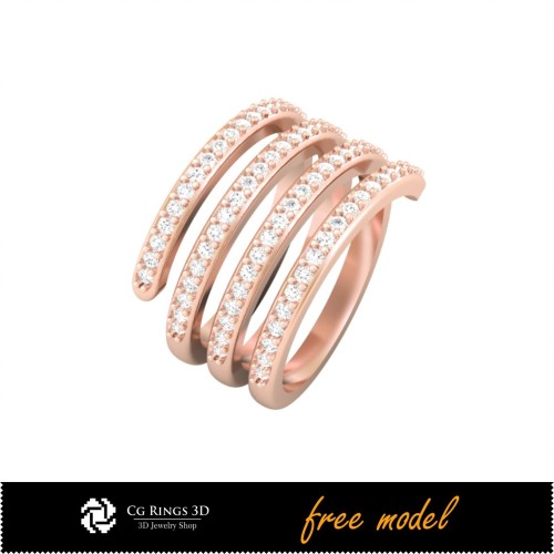 3D-Edelsteinringe - Kostenloses 3D-Modell, Kostbare Edelsteinringe 3D, Schmuck 3D-CAD, Kostenlose 3D-Schmuckmodelle, Ringe