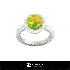 3D-CAD-Kugelring mit Opal, Schmuck 3D-CAD, Ringe 3D-CAD, Opalringe 3D 2