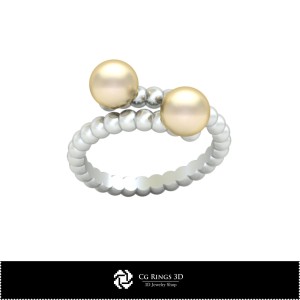 Anillo con Perlas en CAD 3D, Hogar, Joyería CAD 3D, Anillos CAD 3D, Anillos de Perlas CAD 3D 2