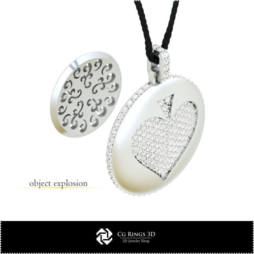 3D-CAD-Anhänger mit Spielkarten Home, Schmuck 3D-CAD, Anhänger 3D-CAD, 3D-Diamantanhänger, 3D-Kugelanhänger