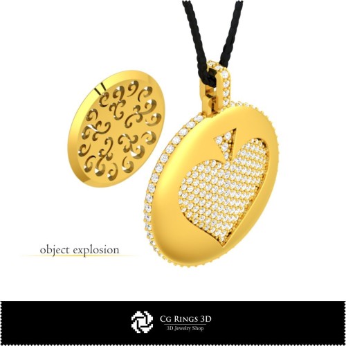 Pendentif CAO 3D avec cartes à jouer, Bijoux CAO 3D, Pendentifs CAO 3D, Pendentifs diamants 3D, Pendentifs sphériques 3D