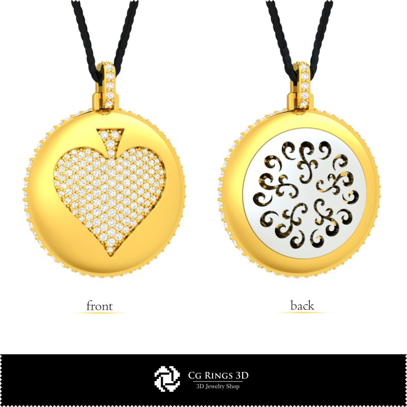 Pendentif CAO 3D avec cartes à jouer, Bijoux CAO 3D, Pendentifs CAO 3D, Pendentifs diamants 3D, Pendentifs sphériques 3D