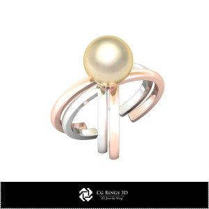 Anello con Perla CAD 3D, Gioielli CAD 3D, Anelli CAD 3D, Anelli Moda 3D, Anelli Incrociati 3D, Anelli con Perla 3D