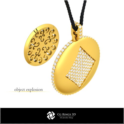 3D-CAD-Anhänger mit Spielkarten Home, Schmuck 3D-CAD, Anhänger 3D-CAD, 3D-Diamantanhänger, 3D-Kugelanhänger