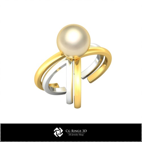 Bijoux-Bague Perle 3D DAO Bijoux 3D DAO, Bagues 3D DAO, Bagues de Mode 3D, Bagues Croisées 3D, Bagues Perle 3D