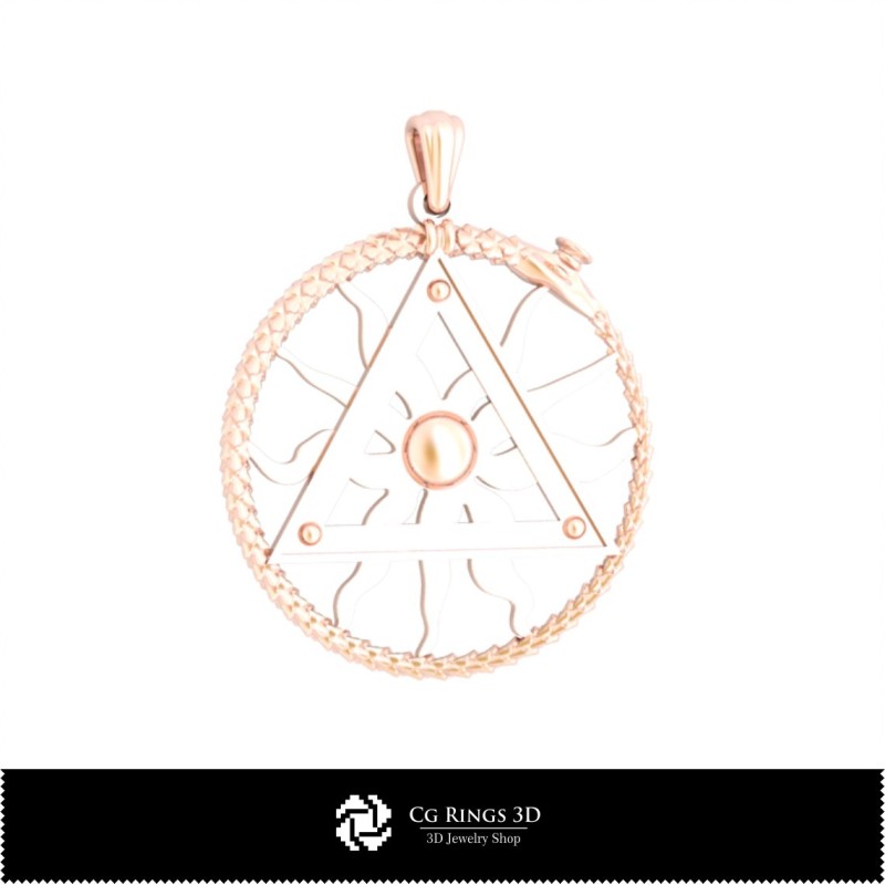 3D Pendant With Masonic Snake Home, Jewelry 3D CAD, Pendants 3D CAD , 3D Religious Pendants 
