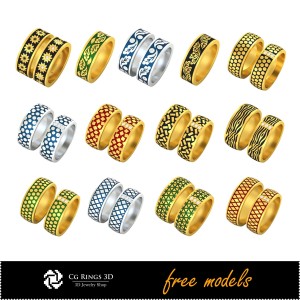 Collezione CAD 3D di Fedi Nuziali con Smalto - Modelli 3D Gratuiti Home, Gioielli CAD 3D, Gioielli 3D Gratuiti, Collezioni di
