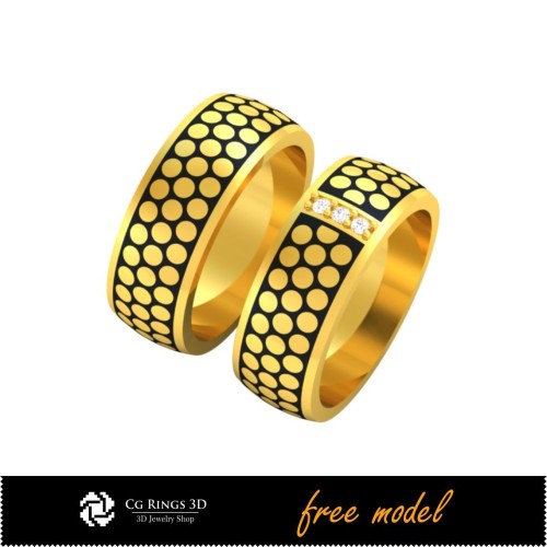 Colección 3D CAD de anillos de boda con esmalte - Modelos 3D gratuitos Hogar, Joyería 3D CAD, Joyería 3D gratuita, Colecciones