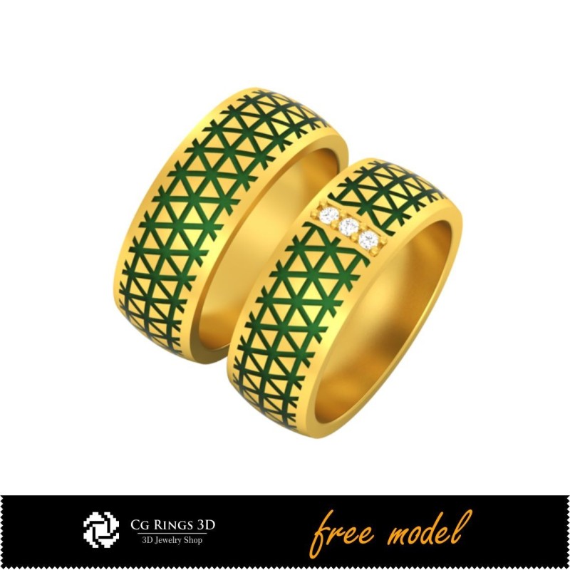 Colección 3D CAD de anillos de boda con esmalte - Modelos 3D gratuitos Hogar, Joyería 3D CAD, Joyería 3D gratuita, Colecciones