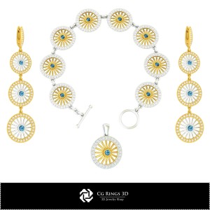 Conjunto de joyería CAD 3D para el hogar, Joyería CAD 3D, Conjuntos de joyería CAD 3D