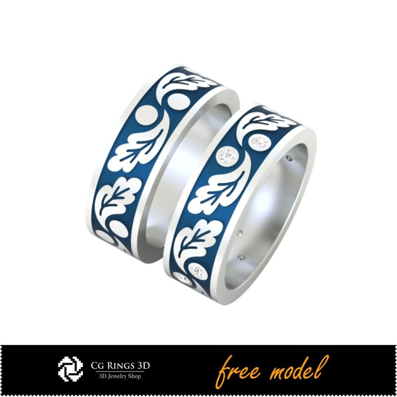 3D CAD Collection of Wedding Rings With Enamel - Free 3D Models Home, Jewelry 3D CAD, Free 3D Jewelry, Jewelry Collections 3D 