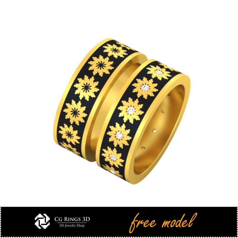 3D CAD Collection of Wedding Rings With Enamel - Free 3D Models Home, Jewelry 3D CAD, Free 3D Jewelry, Jewelry Collections 3D 
