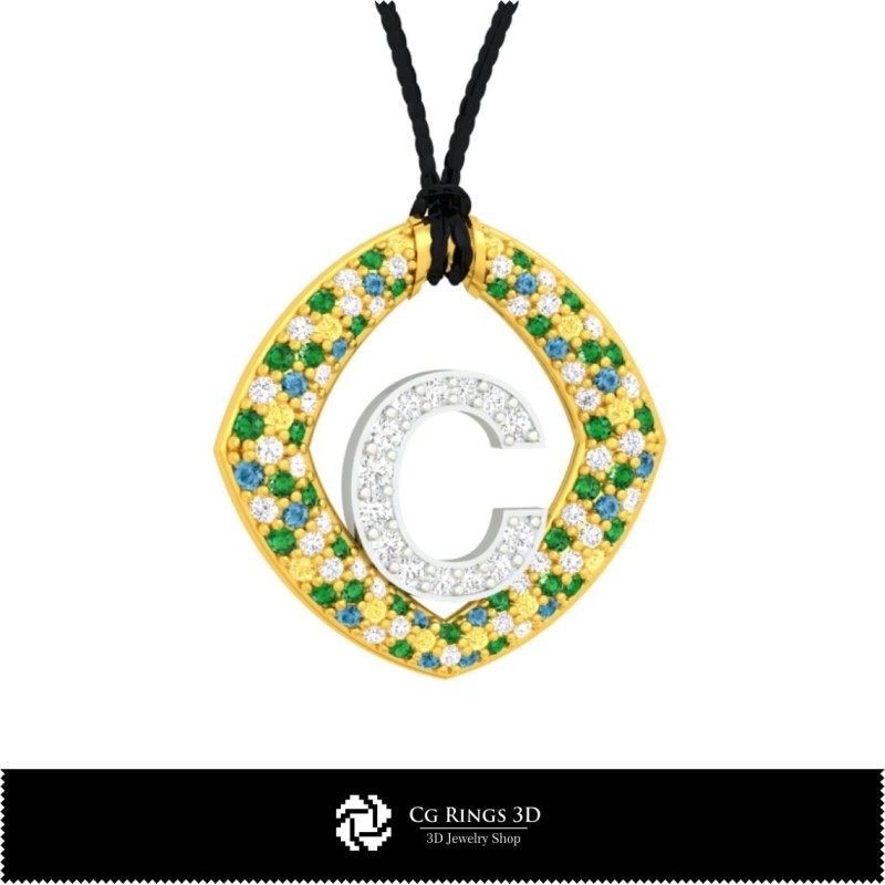 Colección 3D CAD de colgantes con iniciales Hogar, Joyería 3D CAD, Colecciones de joyería 3D CAD