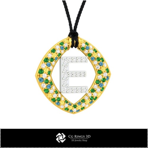 Collection 3D CAO de pendentifs avec initiales Maison, Bijoux 3D CAO, Collections de bijoux 3D CAO