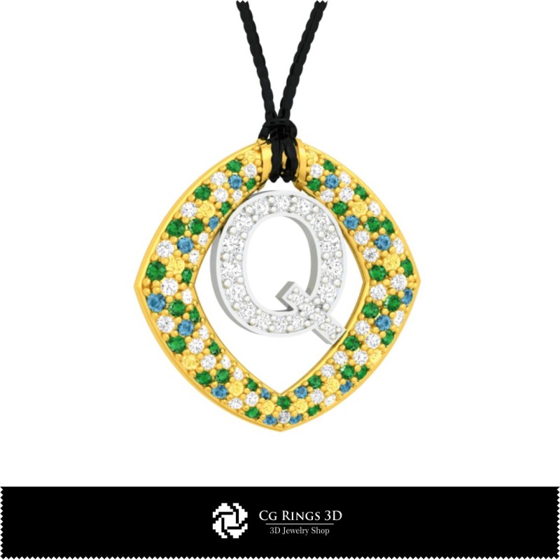 3D-CAD-Kollektion von Anhängern mit Initialen Home, Schmuck 3D-CAD, Schmuckkollektionen 3D-CAD