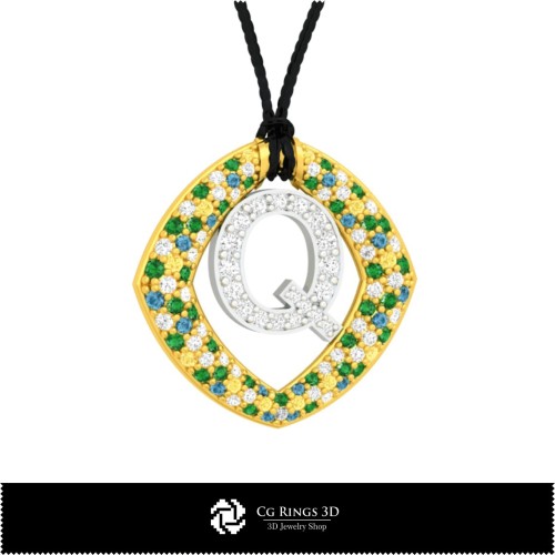 Collection 3D CAO de pendentifs avec initiales Maison, Bijoux 3D CAO, Collections de bijoux 3D CAO