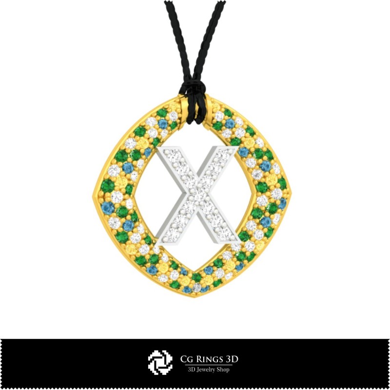 Collection 3D CAO de pendentifs avec initiales Maison, Bijoux 3D CAO, Collections de bijoux 3D CAO