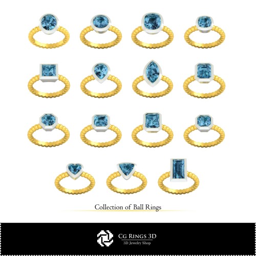 Collection 3D CAO d'anneaux à billes Maison, CAO 3D pour bijoux, Collections de bijoux 3D CAO