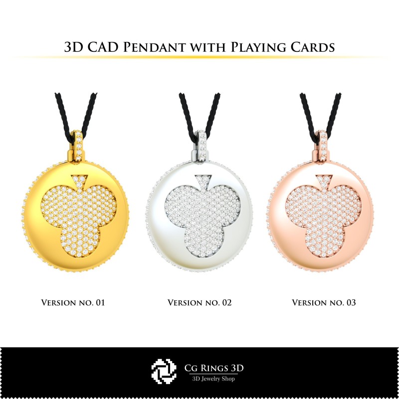 扑克牌主题家居吊坠3D CAD合集，首饰3D CAD，首饰系列3D CAD