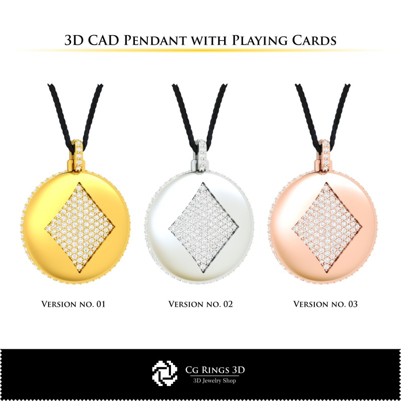 3D-CAD-Kollektion von Anhängern mit Spielkarten, Schmuck 3D-CAD, Schmuckkollektionen 3D-CAD