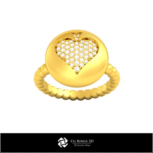 Anello CAD 3D con Carte da Gioco, Gioielli CAD 3D, Anelli CAD 3D, Anelli con Diamante 3D, Anelli alla Moda 3D