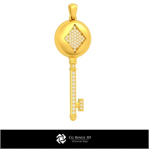Ciondolo chiave 3D CAD con carte da gioco, Gioielli 3D CAD, Ciondoli 3D CAD, Ciondoli con diamanti 3D 2