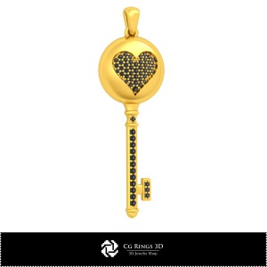 Colgante llave CAD 3D con naipes para el hogar, Joyería CAD 3D, Colgantes CAD 3D, Colgantes de diamante 3D