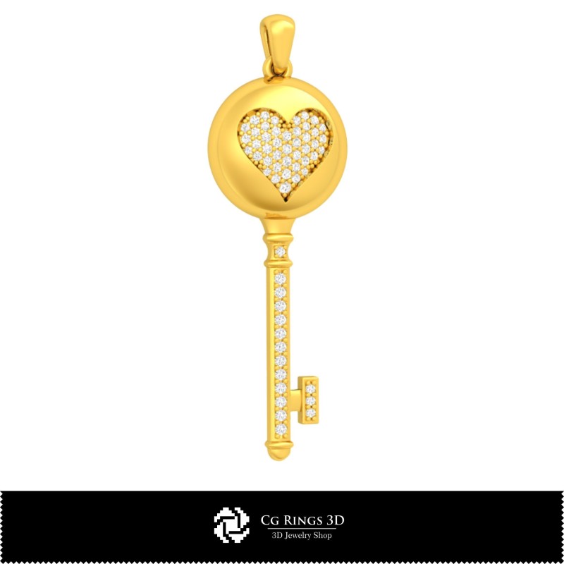 Pendentif clé 3D CAO avec cartes à jouer, Bijoux 3D CAO, Pendentifs 3D CAO, Pendentifs diamant 3D