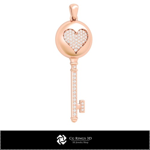 Portachiavi 3D CAD a forma di chiave con carte da gioco, Gioielli 3D CAD, Ciondoli 3D CAD, Ciondoli con diamante 3D