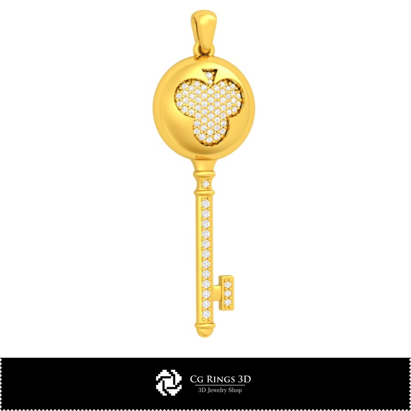 Ciondolo chiave 3D CAD con carte da gioco, Gioielli 3D CAD, Ciondoli 3D CAD, Ciondoli con diamante 3D