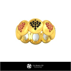 3D CAD 玩牌主题戒指, 珠宝 3D CAD, 戒指 3D CAD, 结婚戒指 3D, 永恒戒指 3D, 时尚戒指 3D, 公鸡 2