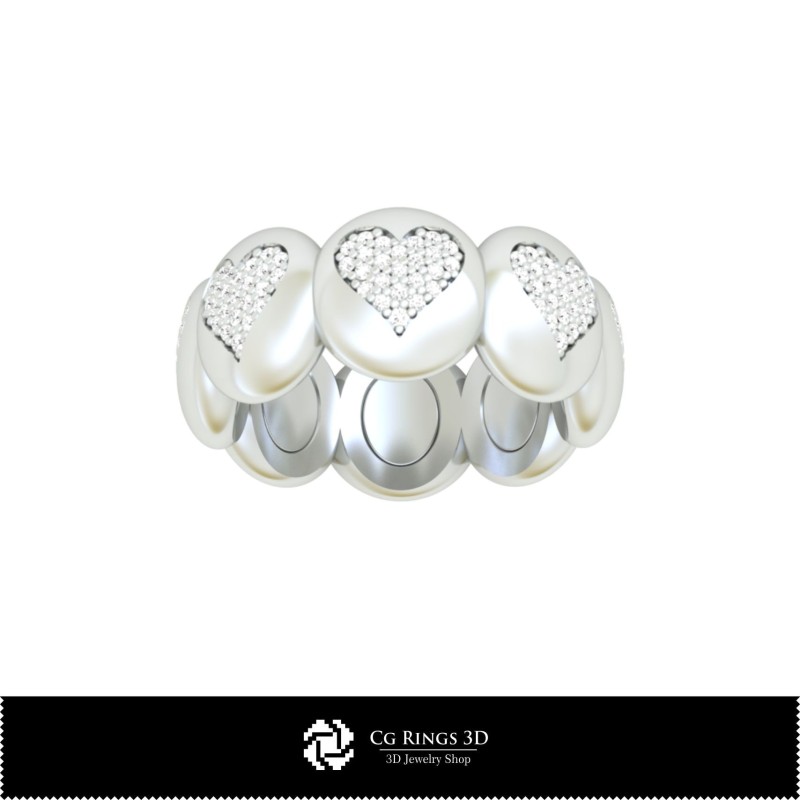 Anillo CAD 3D con naipes para el hogar, Joyería CAD 3D, Anillos CAD 3D, Alianzas de boda 3D, Anillos de eternidad 3D, Anillos