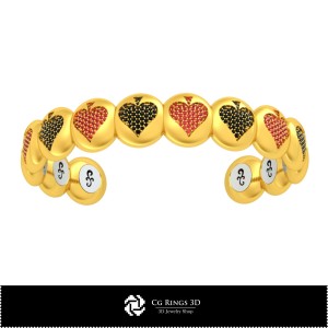 3D-CAD-Armband mit Spielkarten, Schmuck 3D-CAD, Armbänder 3D-CAD, 3D-Diamantarmbänder, 3D-Armbänder, 3D-Manschettenarmband 2