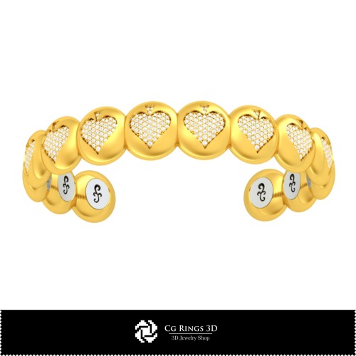 3D-CAD-Armband mit Spielkarten, Schmuck 3D-CAD, Armbänder 3D-CAD, 3D-Diamantarmbänder, 3D-Armbänder, 3D-Manschettenarmband