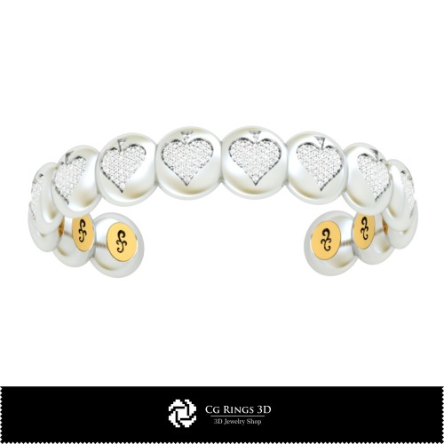Bracciale 3D CAD con carte da gioco, Gioielleria 3D CAD, Bracciali 3D CAD, Bracciali con diamanti 3D, Bracciali 3D, Bracciale